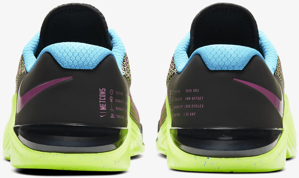 Nike Metcon 5 Heel - Nike Metcon 5 AMP - Black/Green Strike/Blue Fury/Fire Pink