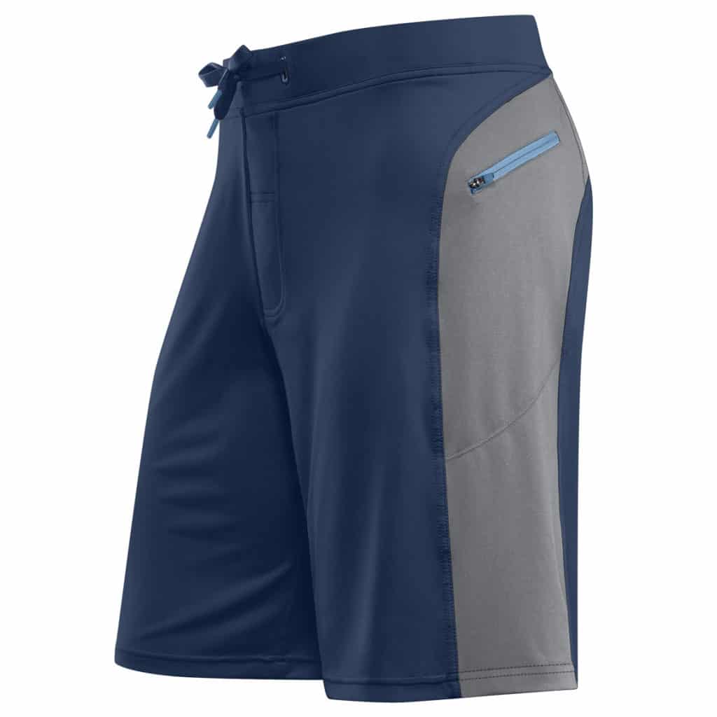 Front of Helix II workout shorts for men from Hylete - Navy/Cool Gray