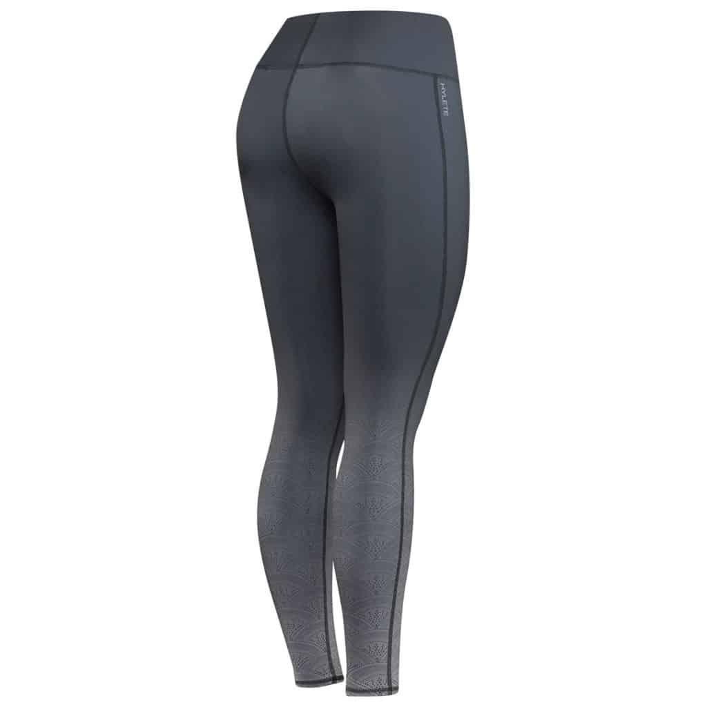 Back view of the Hylete Motiv II Workout Tights for Women CrossFit in Black Fade