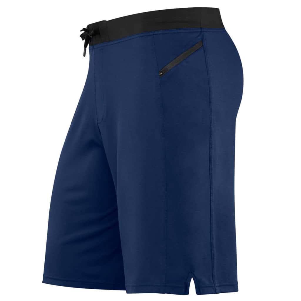 Front view of the Hylete Vertex II men's workout shorts for the gym - navy