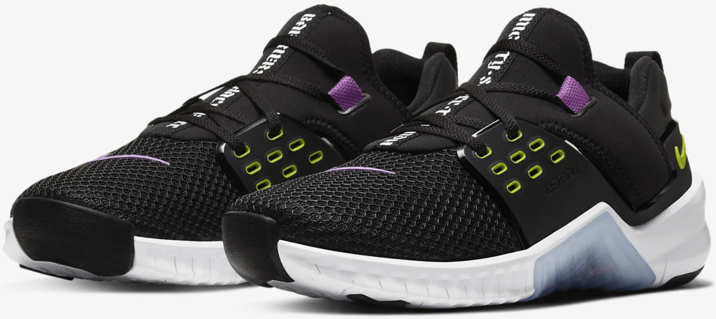 Nike Free x Metcon 2 Cross Trainer for CrossFit in Black/Purple Nebula/White/Bright Cactus