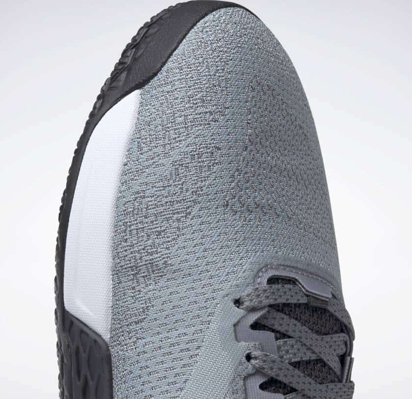 Jacquard upper closeup of the Reebok Nano 9 Beast Men's CrossFit Training Shoe with Jacquard Upper - Cold Grey 4 / Cold Grey 7 / Toxic Yellow