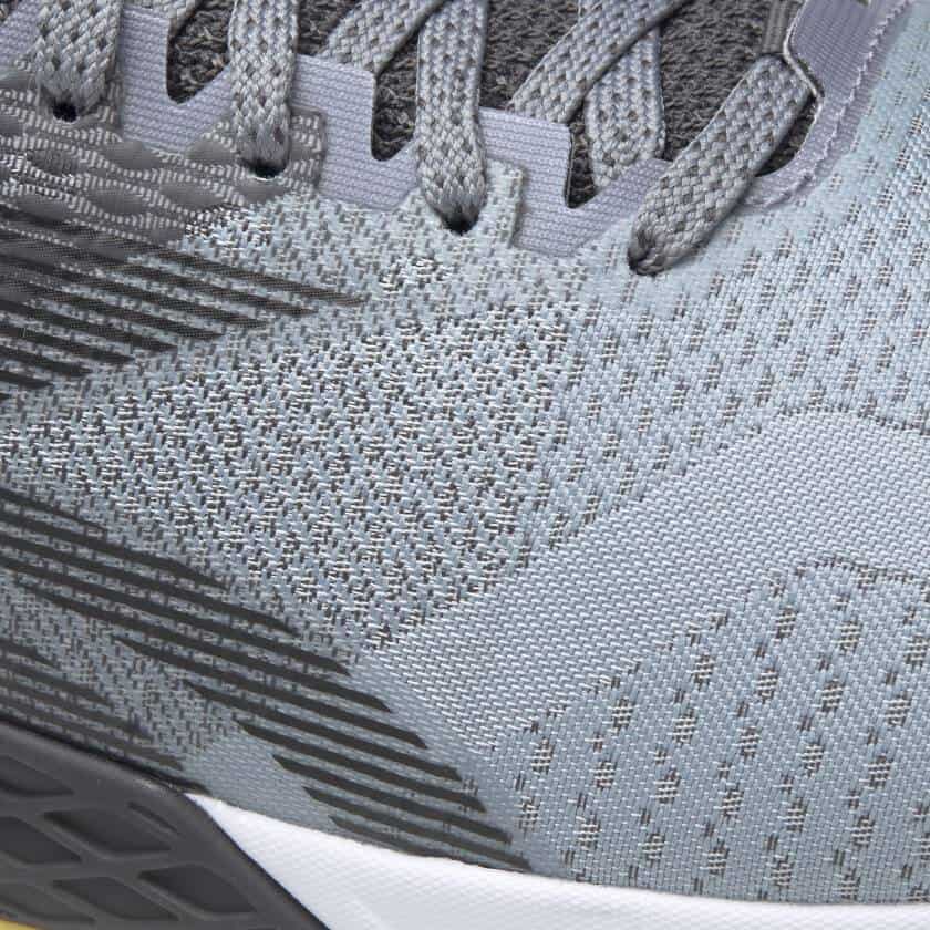 Jacquard upper closeup of the Reebok Nano 9 Beast Men's CrossFit Training Shoe with Jacquard Upper - Cold Grey 4 / Cold Grey 7 / Toxic Yellow