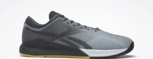 Upper closeup of the Reebok Nano 9 Beast Men's CrossFit Training Shoe with Jacquard Upper - Cold Grey 4 / Cold Grey 7 / Toxic Yellow