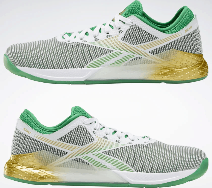 Reebok Nano 9 Men's Cross Training Shoe for CrossFit in White / Matte Gold / Pure Grey 2