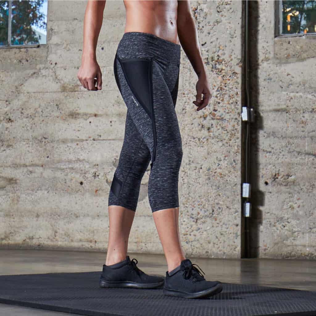 Nimbus Capri Tights from Hylete - Great for CrossFit - Heather Black/Black in the gym