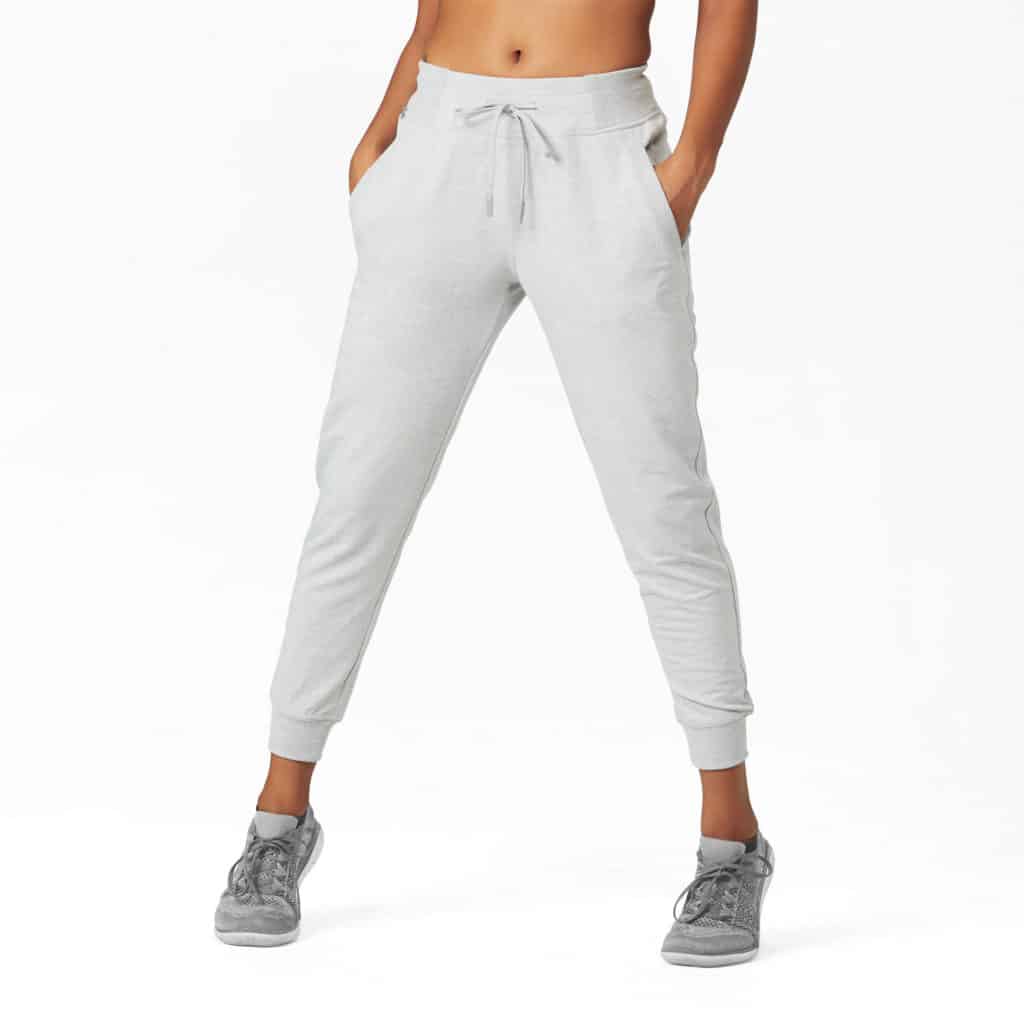 As worn Hylete Nova Jogger Sweatpants for Women - Heather Gray