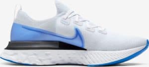 Other side view of the Nike React Infiinity Run Flyknit in True White/White/Pure Platinum/Photo Blue