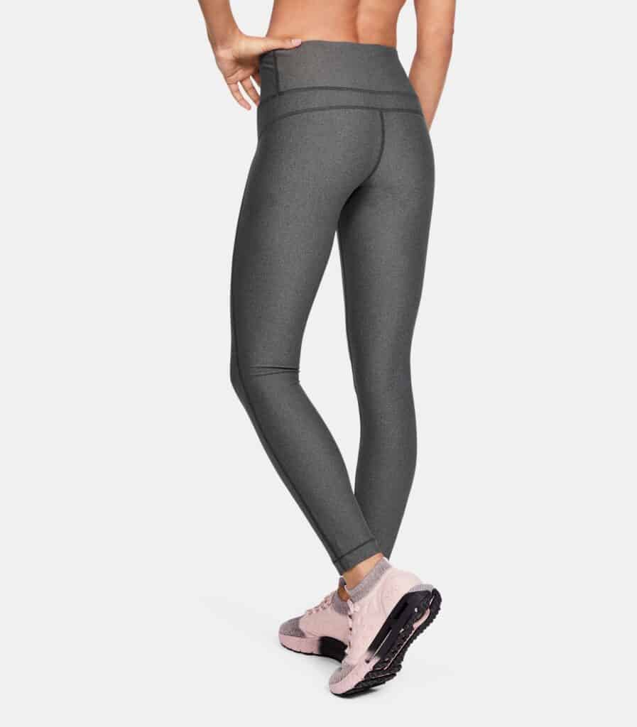 Women's HeatGear Armour Hi-Rise Leggings - Charcoal Light Heather - Rear View