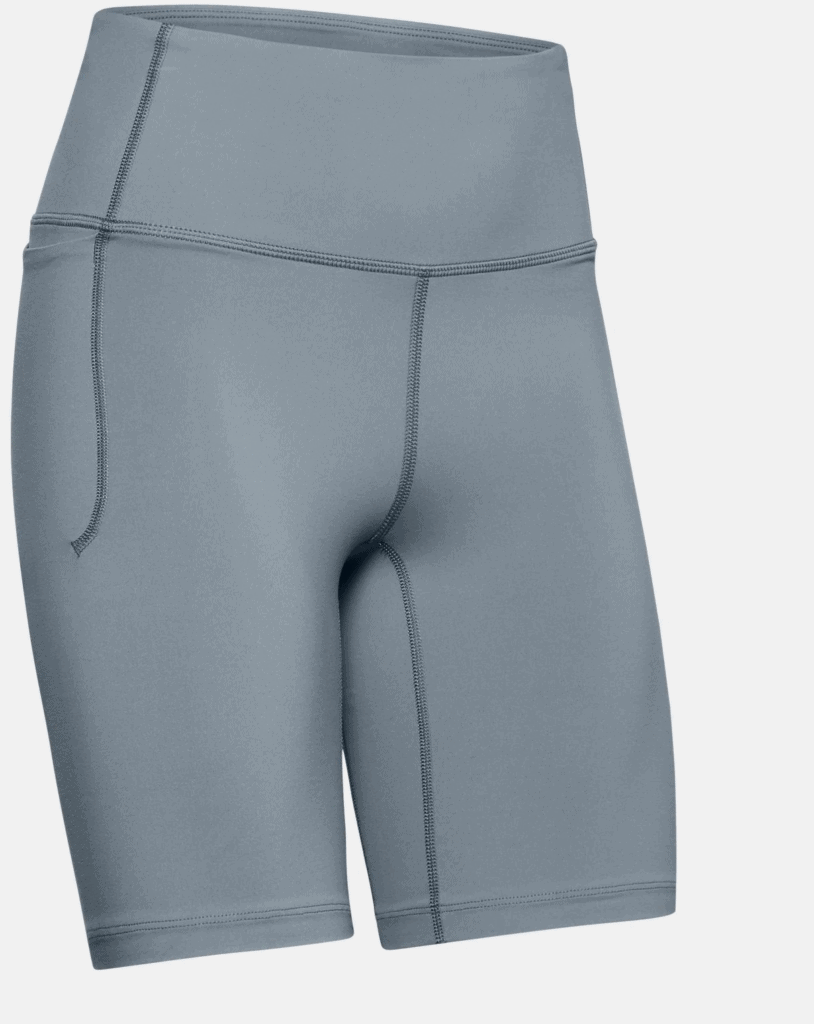 Women's UA Meridian Bike Shorts in Hushed Turquoise side pocket and high waist