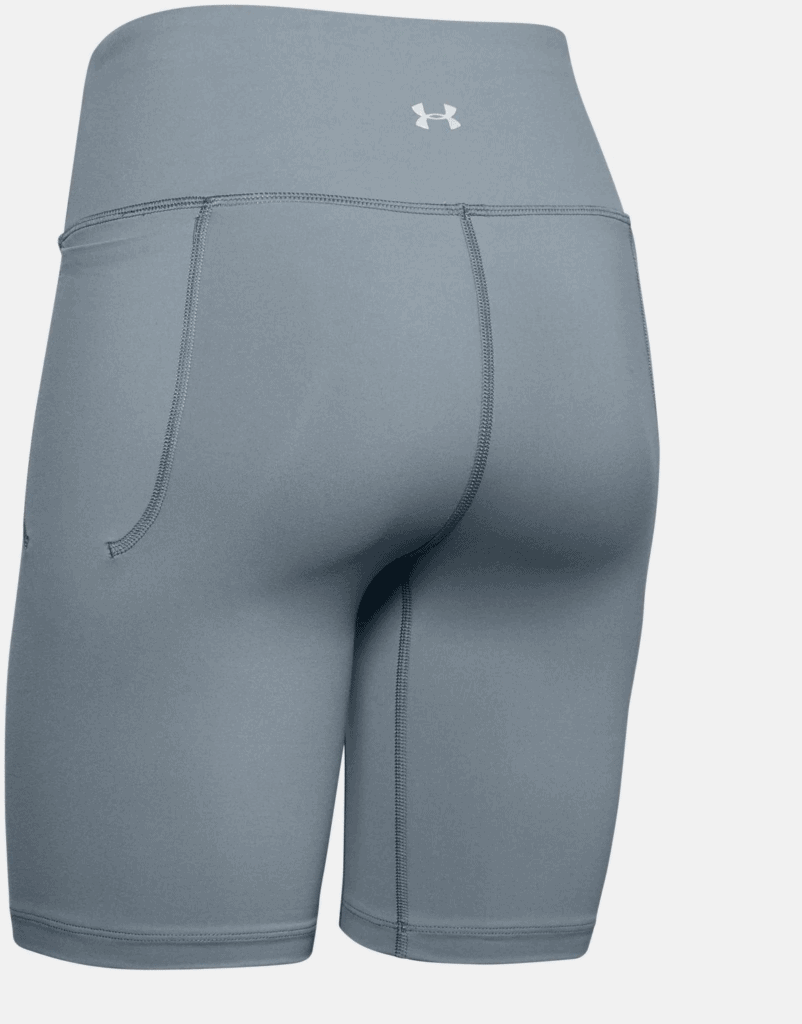 Women's UA Meridian Bike Shorts in Hushed Turquoise - high waist rear view