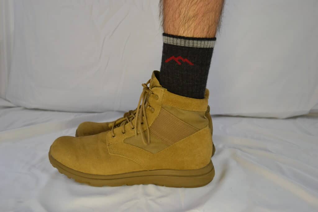 Darn Tough Micro Crew Midweight With Cushion Sock 1466  with MACV-1 Coyote Suede 