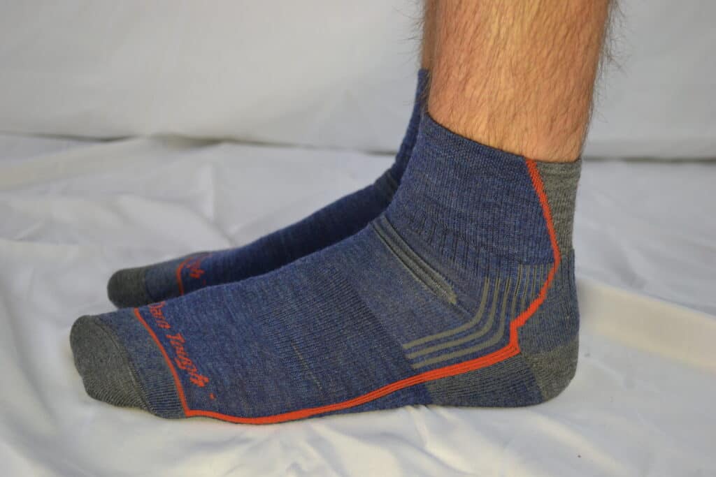 Darn Tough Hiker 1/4 Sock with Cushion On Foot 3