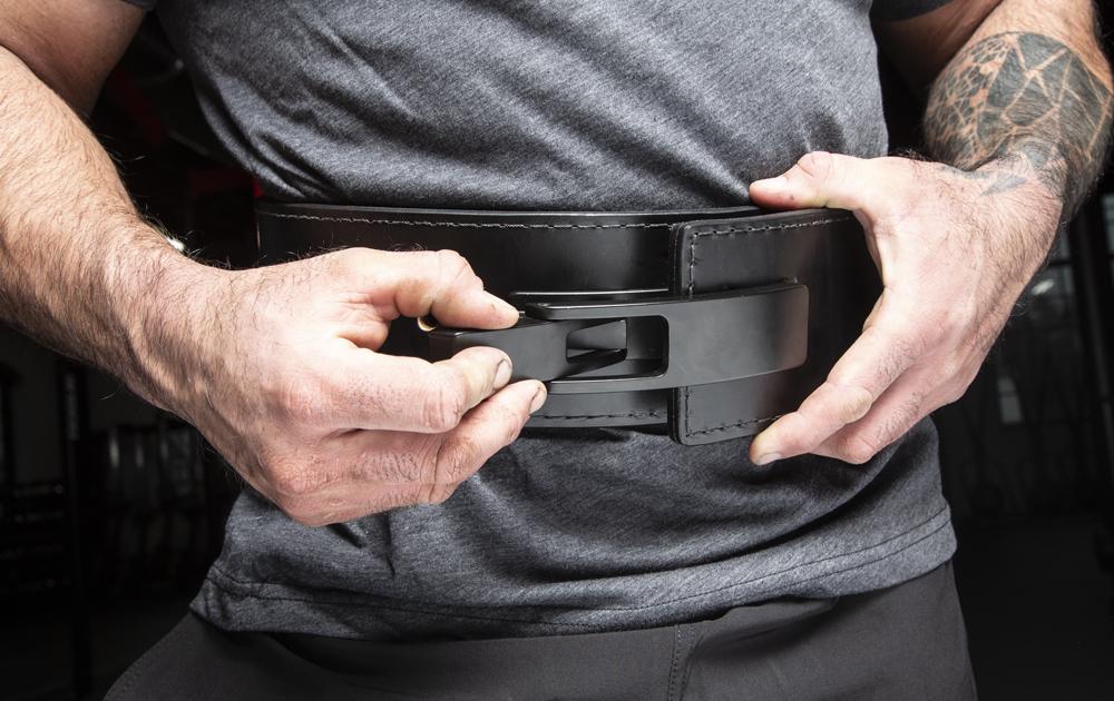 Rogue Black Leather 13mm - 4 Lever Belt worn front