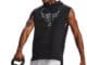 Under Armour Men's Project Rock Charged Cotton® Sleeveless Hoodie quarter with a barbell