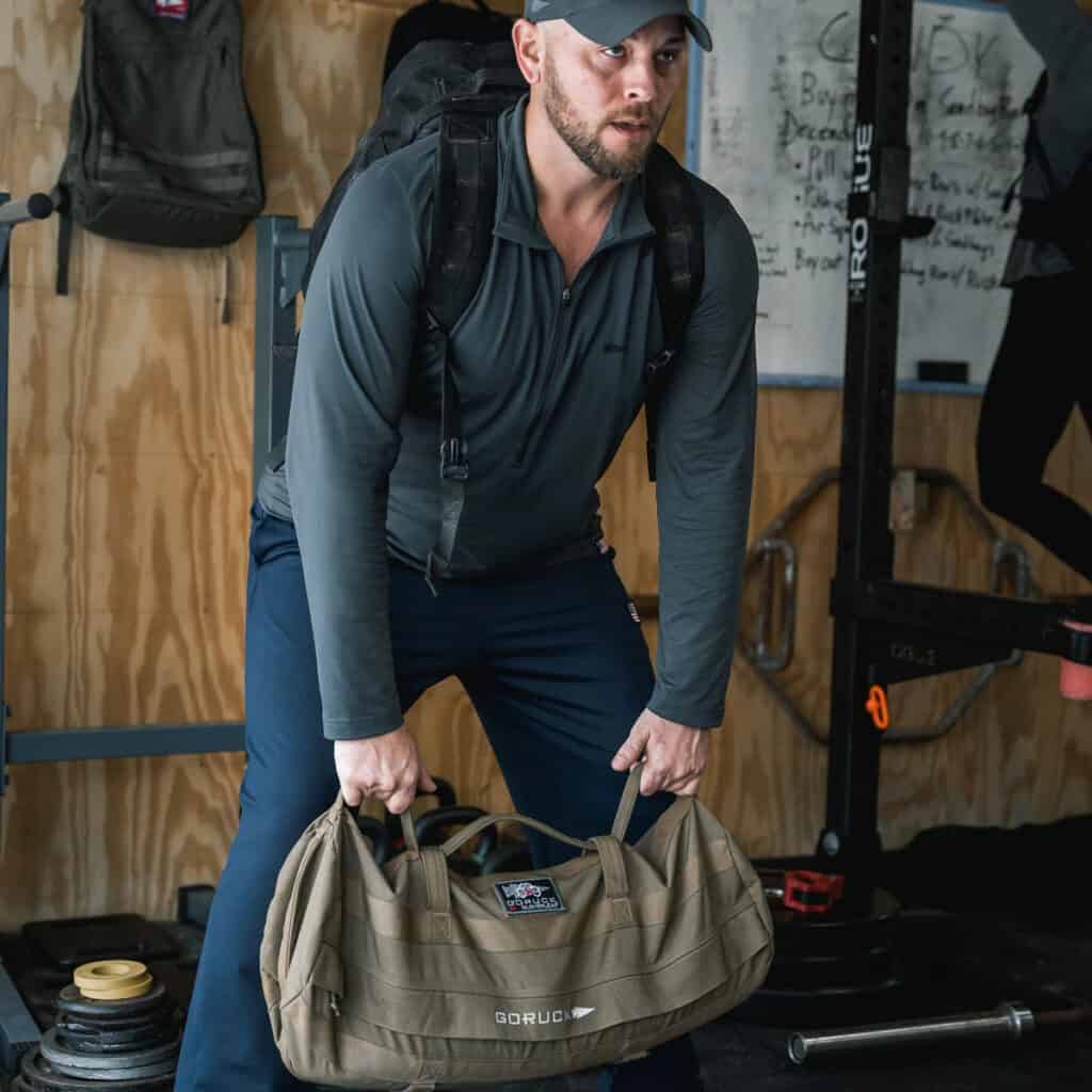 GORUCK American Training Sweat Pants used with sandbags blue