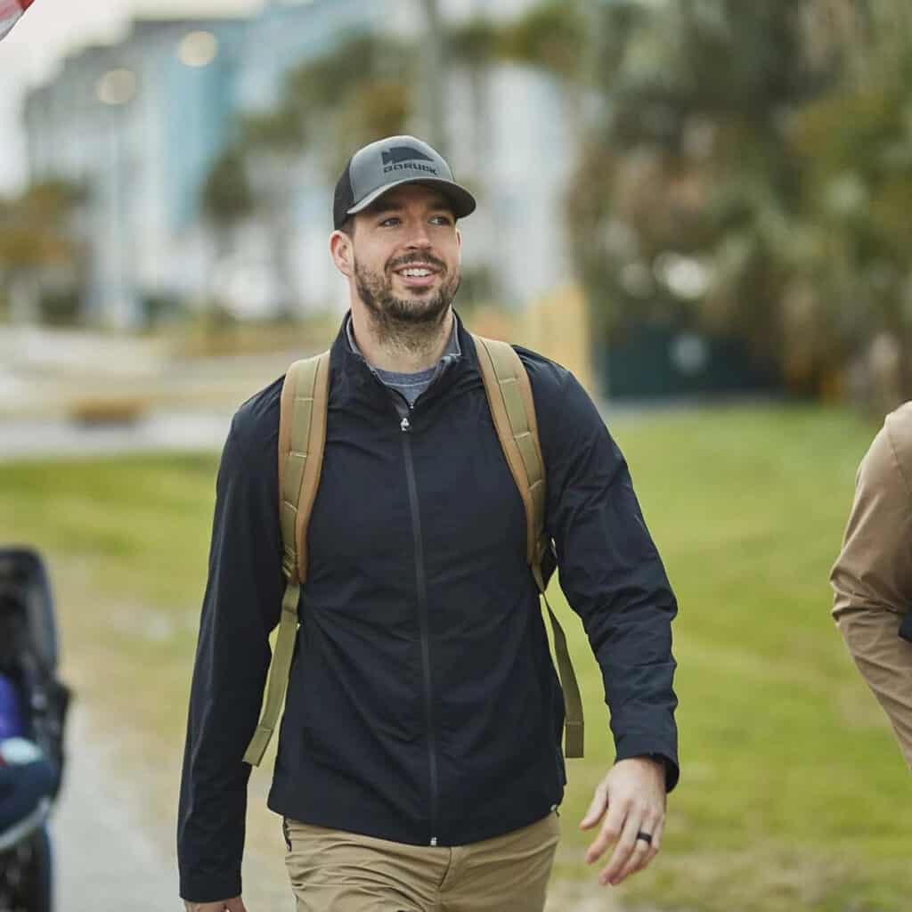 GORUCK Bullet Ruck being used coyote brown