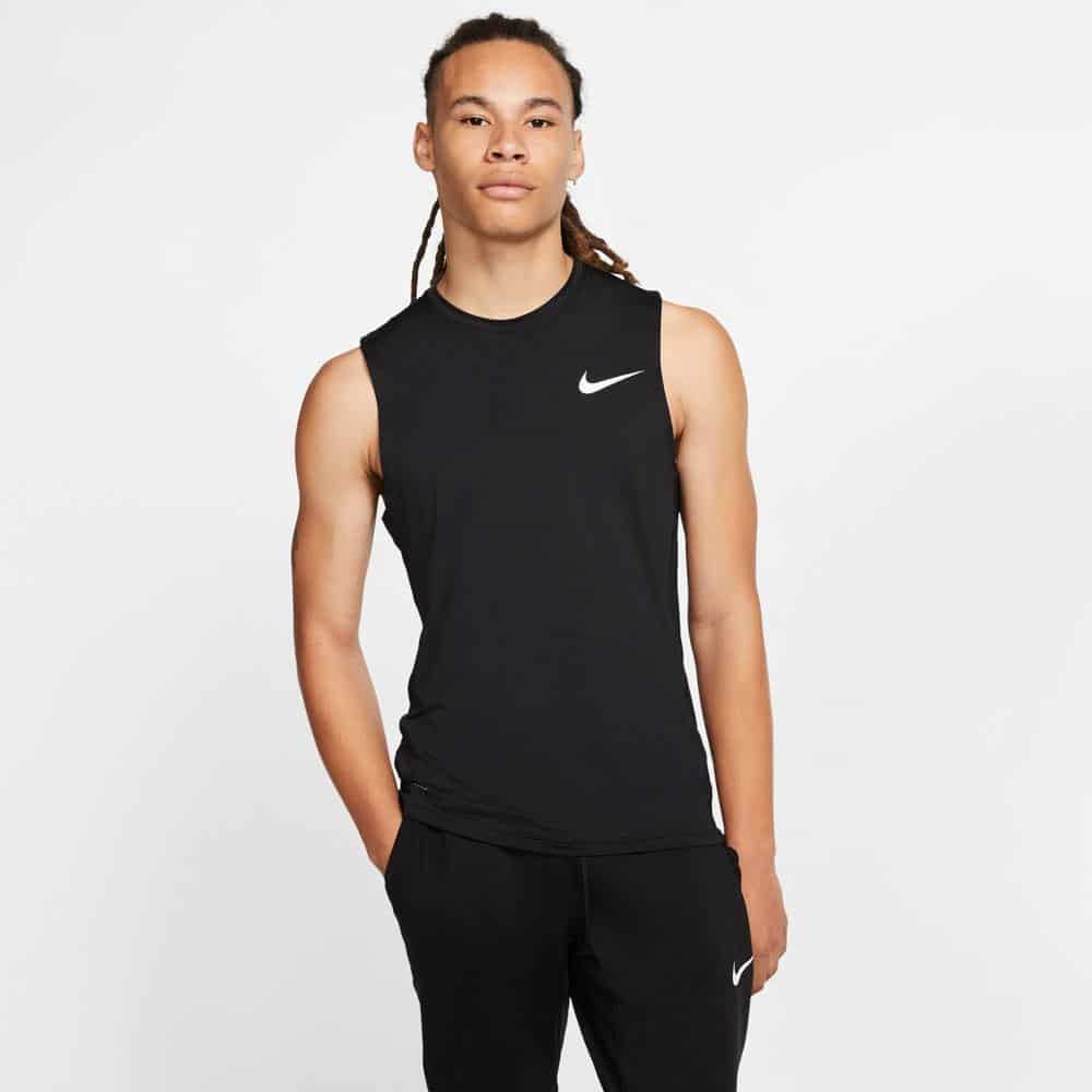 Nike Mens Pro Sleeveless Top Black front worn