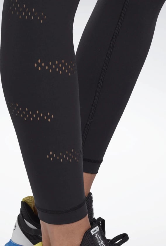Reebok High-Rise Lux Perform Perforated Leggings close up holes