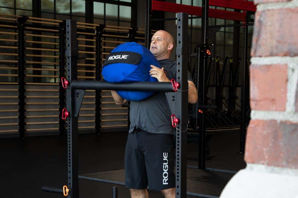 Rogue Color Strongman Sandbags blue carried