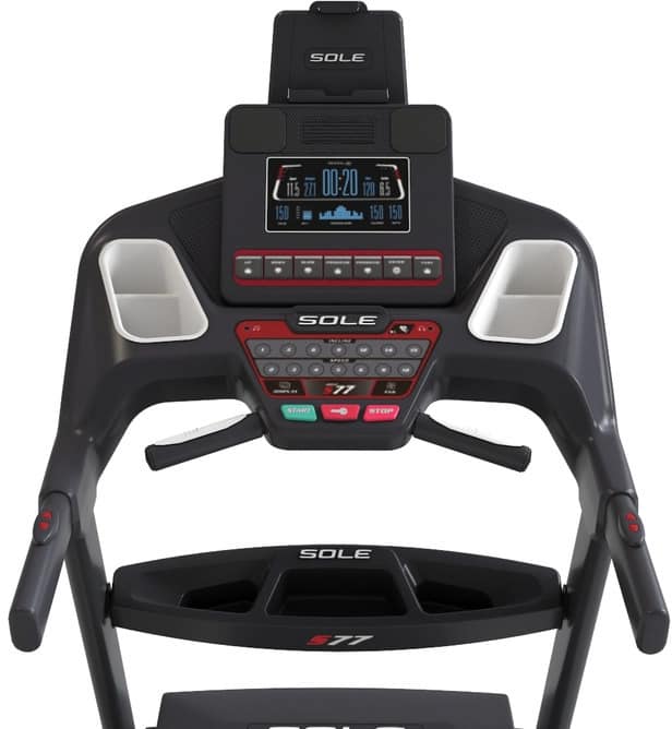 Sole S77 Treadmill monitor with cup holders