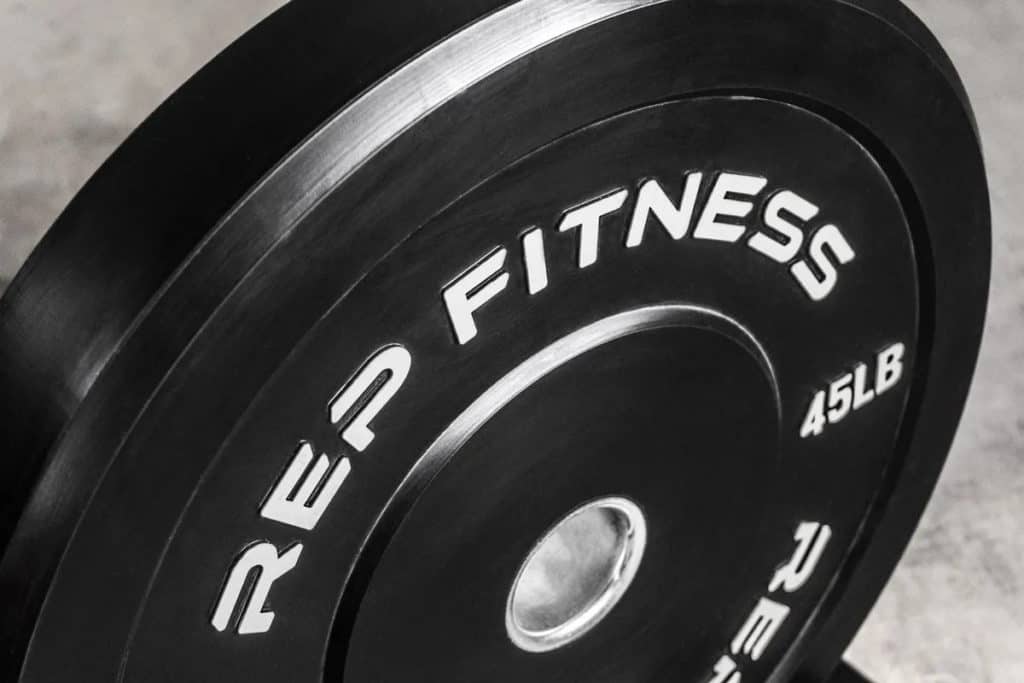 Rep Fitness Rep Black Bumper Plates close up