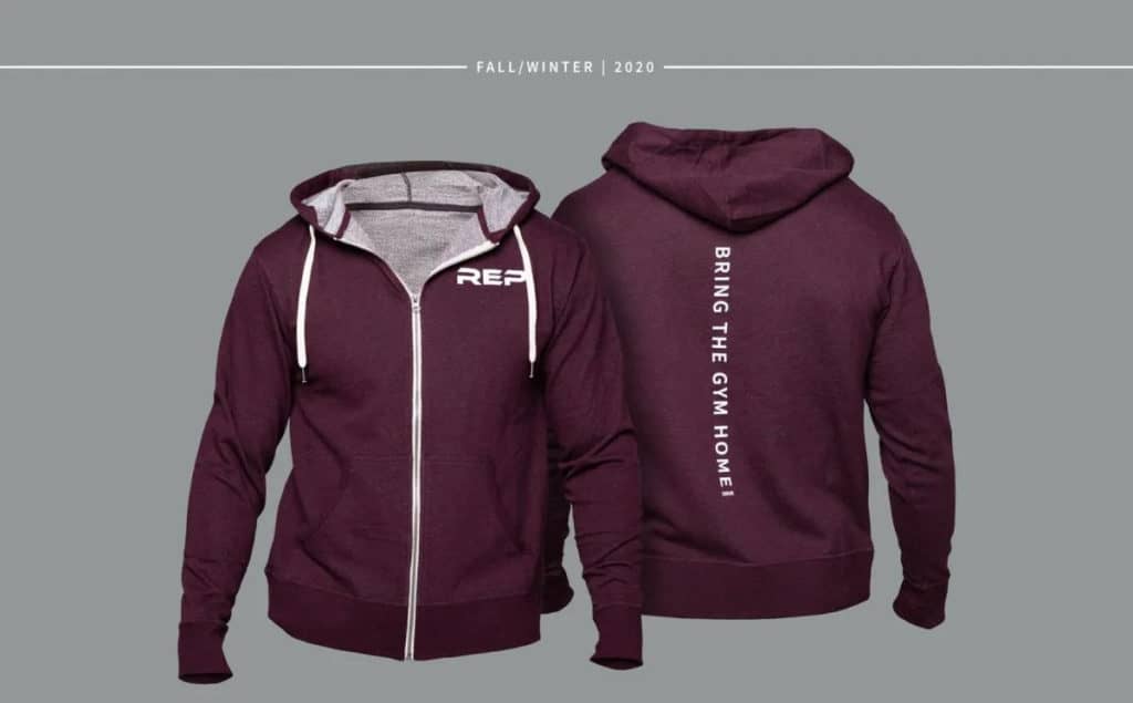 REP Burgundy Zip-up Hoodie front back