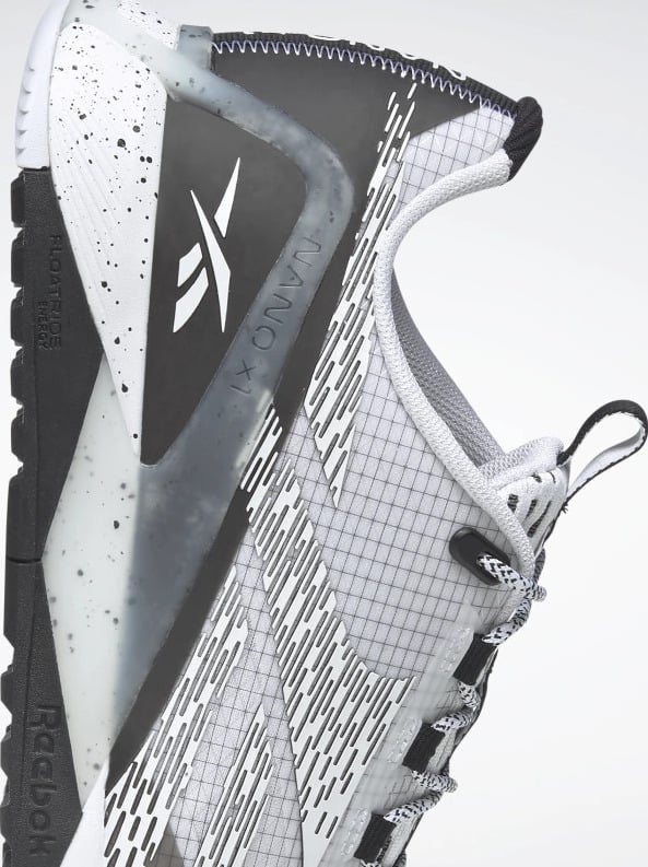 Reebok Nano X11 Adventure Mens Shoes White Core Black White side view closeup