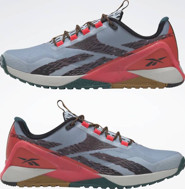 Reebok Nanox1 Adventure Mens Shoes Gable Grey Core Black Cherry upside down pair