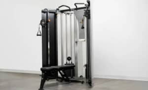 Torque Fitness F9 Fold-Away Functional Trainer open with bench