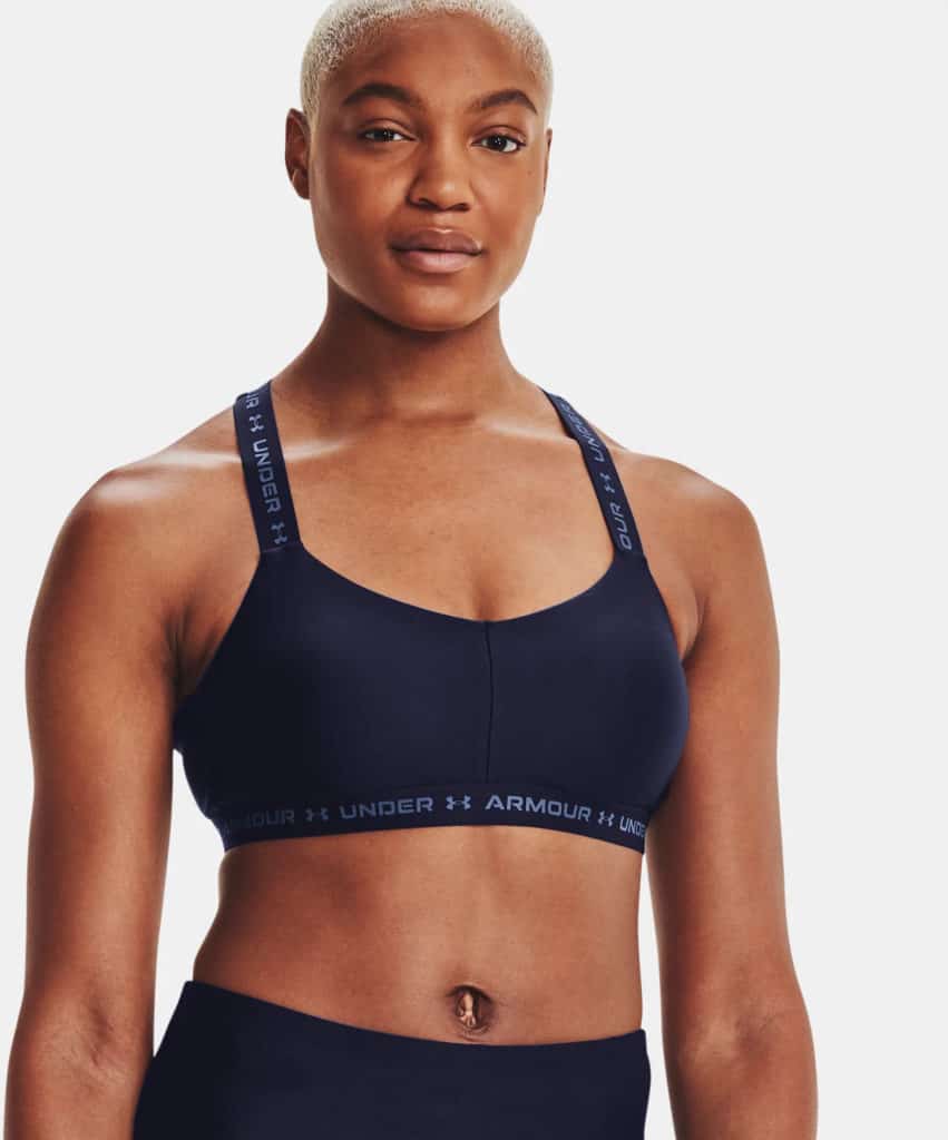 Under Armour Womens UA Crossback Low Sports Bra worn front 1