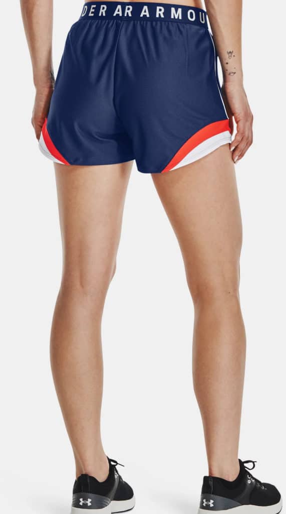 Under Armour Womens UA Play Up 3.0 Tri Color Shorts worn back