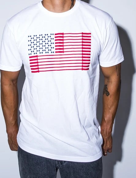 American Barbell Bar Spangled Banner - Tee main front worn