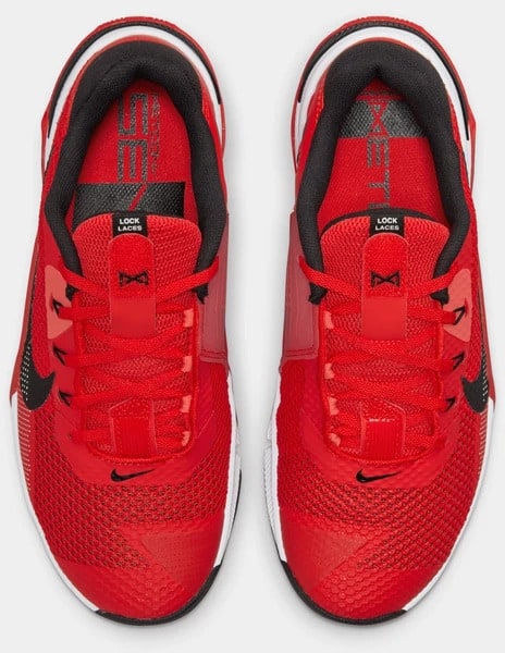 Nike Metcon 7 Men’s Chile Red Black-Magic Ember-White top view pair