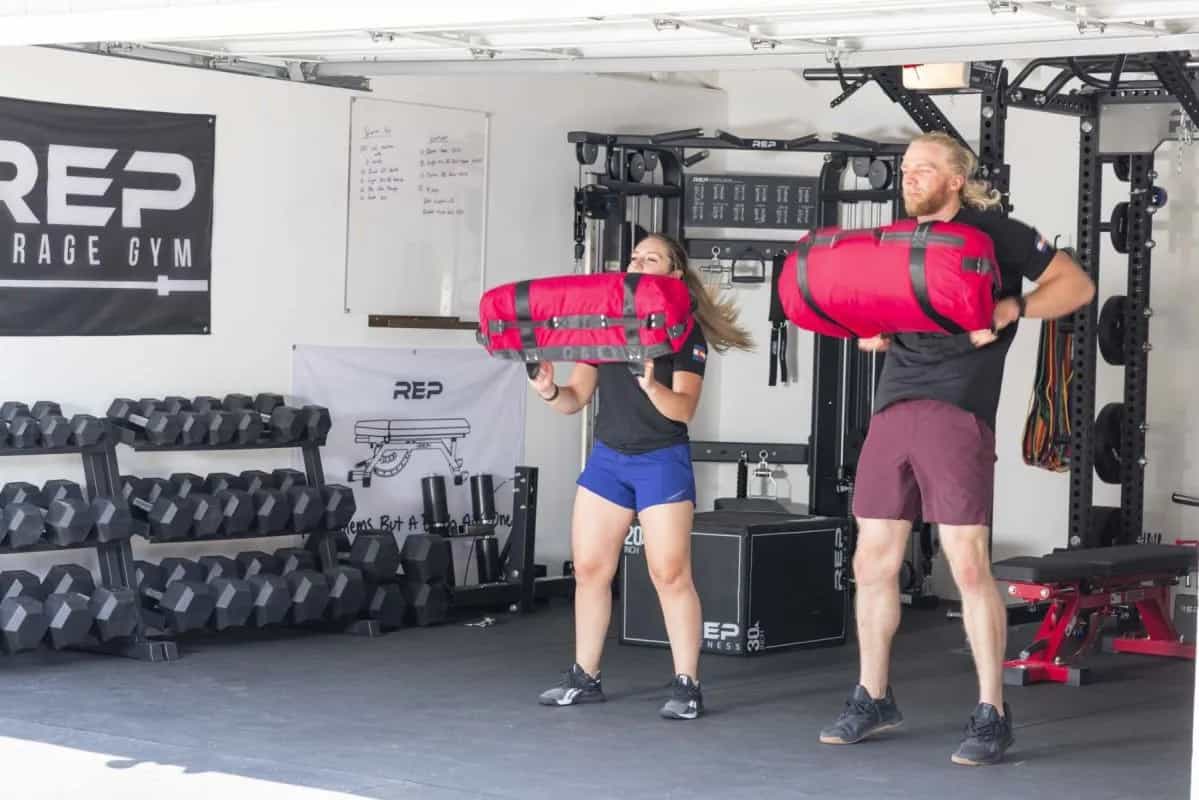 Rep Fitness Sand Bags carried