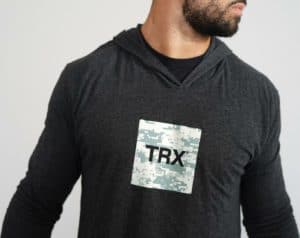TRX Men’s Camo Tri-Blend Hoodie closeup