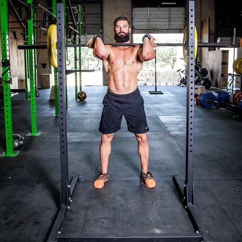 Fringe Sport Commercial Squat Rack with a user