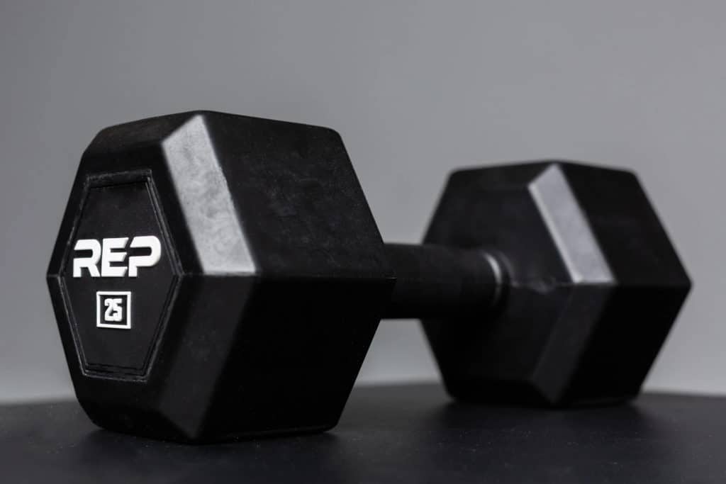 Rep Fitness Rubber Grip Hex Dumbbell Pairs quarter