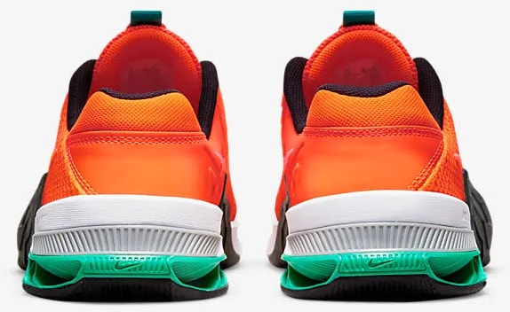 Nike Metcon 7 Total Orange Dark Smoke Grey Clear Emerald White back view