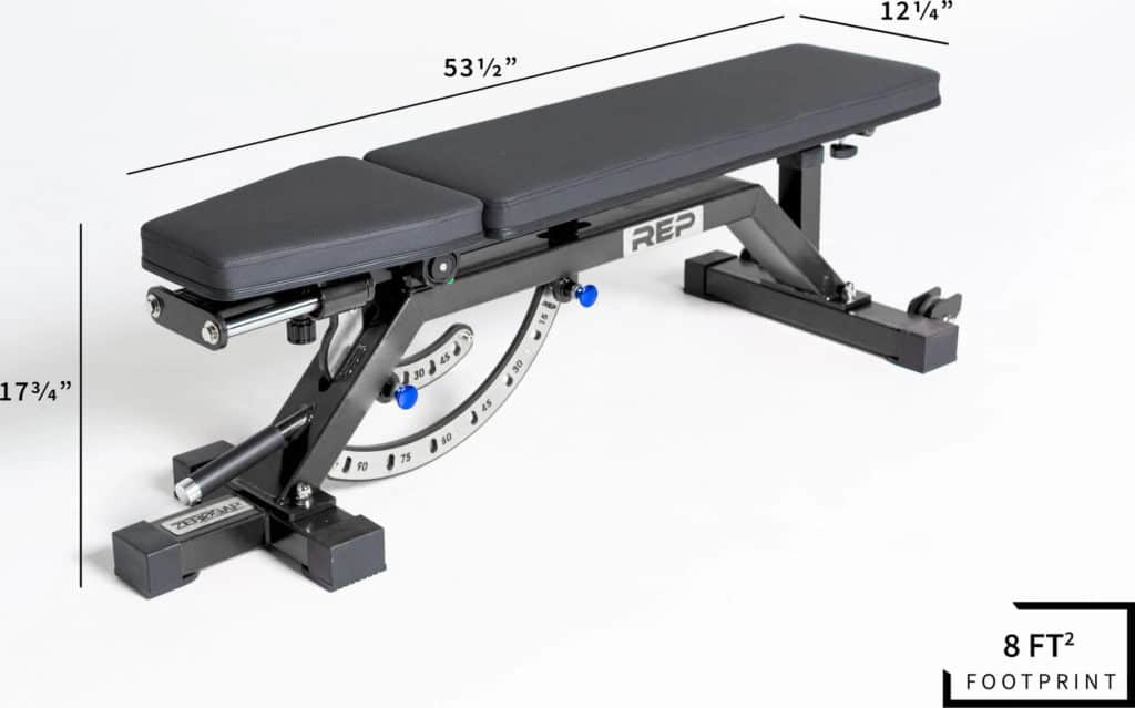 Rep Fitness AB-5000 Zero Gap Adjustable Bench dimension