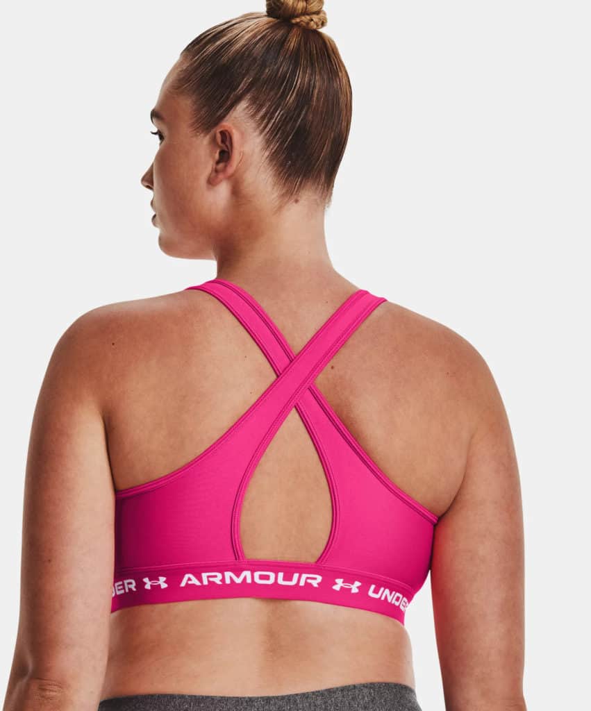 Under Armour Womens Armour® Mid Crossback Sports Bra worn back 4