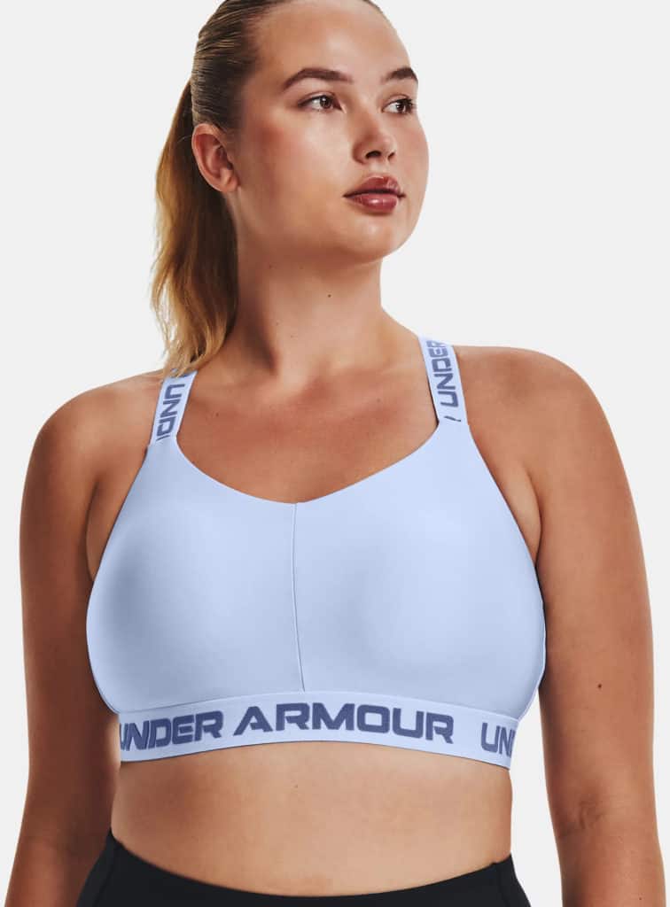 Under Armour Womens UA Crossback Strappy Low Sports Bra worn front 4