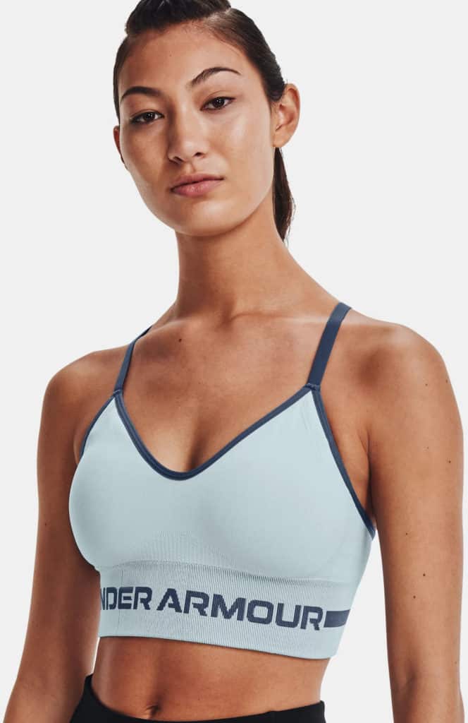 Under Armour Womens UA Seamless Low Long Sports Bra worn front