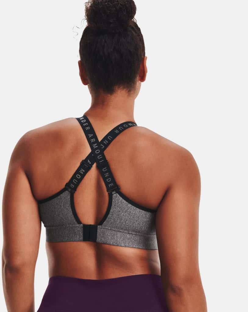 Under Armour Womens UA Infinity Mid Heather Cover Sports Bra worn back 3