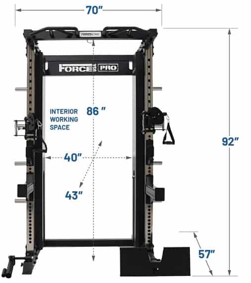 Force USA X15 Pro Multi Trainer dimension front