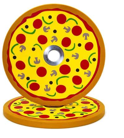 Fringe Sport Pizza Bumper Plates stacked