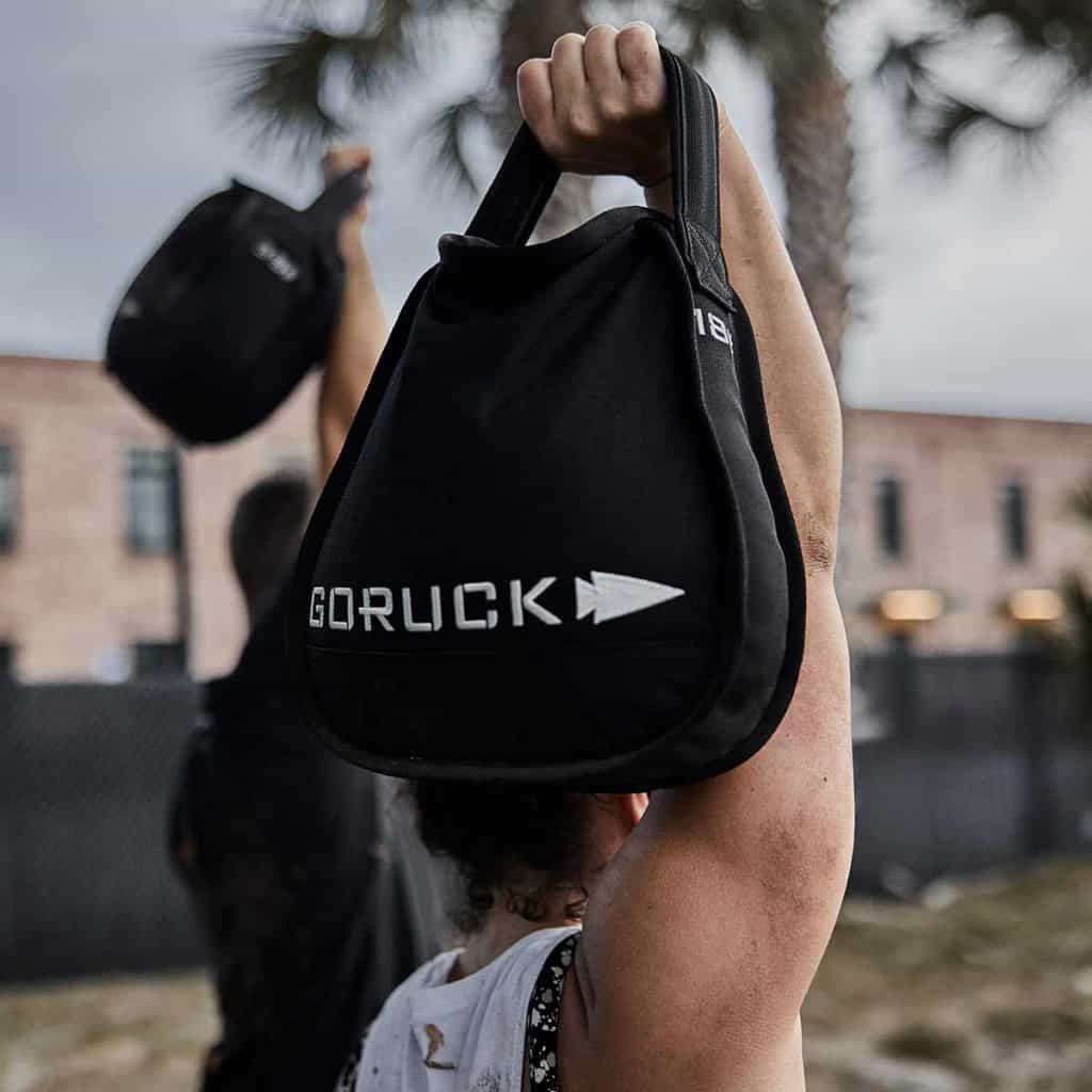 GORUCK Sand Kettlebells 18lbs with an athlete