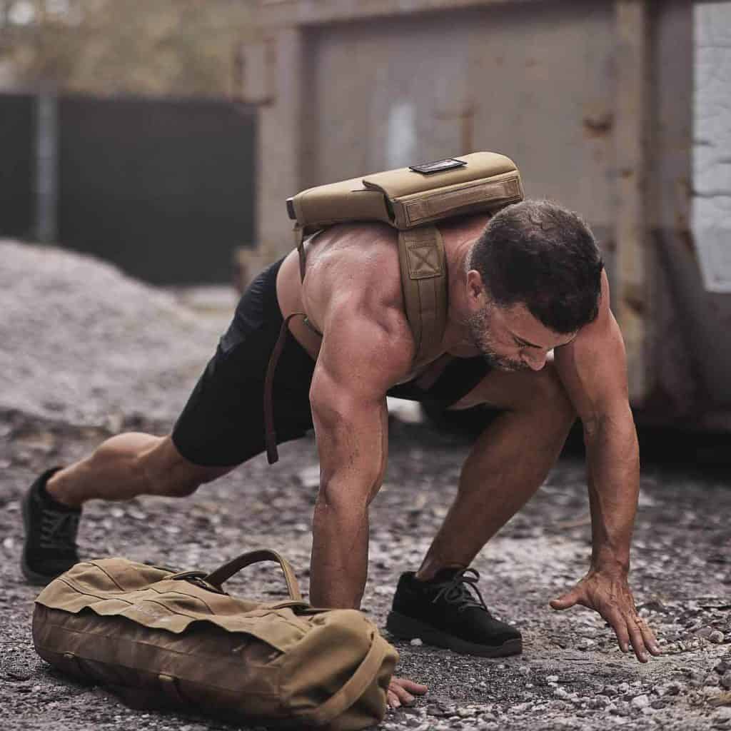 GORUCK Ballistic Trainer charcoal worn by an athlete 3