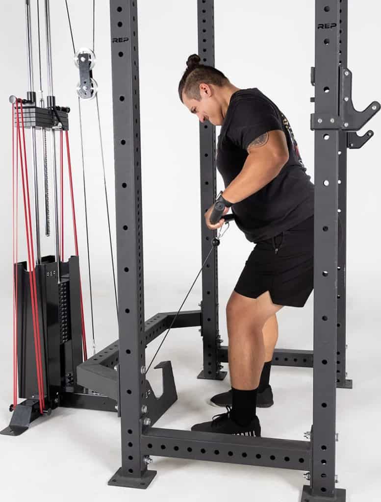 Rep Fitness Selectorized Lat Pulldown & Low Row with an athlete