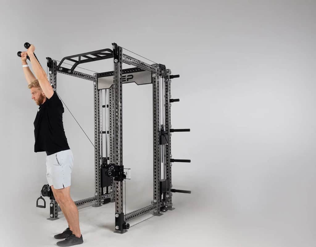 Rep Fitness Athena Selectorized Side-Mount Functional Trainer with an athlete 3